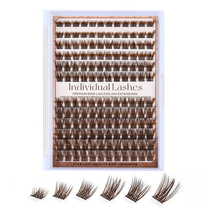 Dark Brown Natural Cluster Lashes DIY Fluffy Individual Reusable for Light Hair