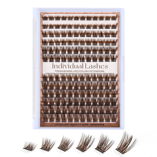 Dark Brown Natural Cluster Lashes DIY Fluffy Individual Reusable for Light Hair