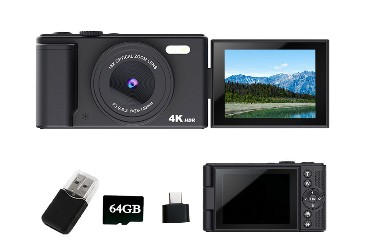 4K Digital Camera Flip Screen Autofocus for Vlogging and Photography Beginners