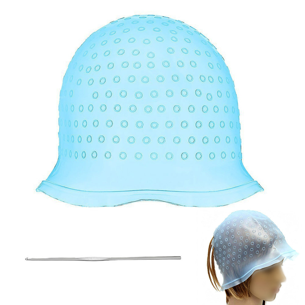 Reusable Silicone Hair Highlighting Cap with Stainless Steel Hook