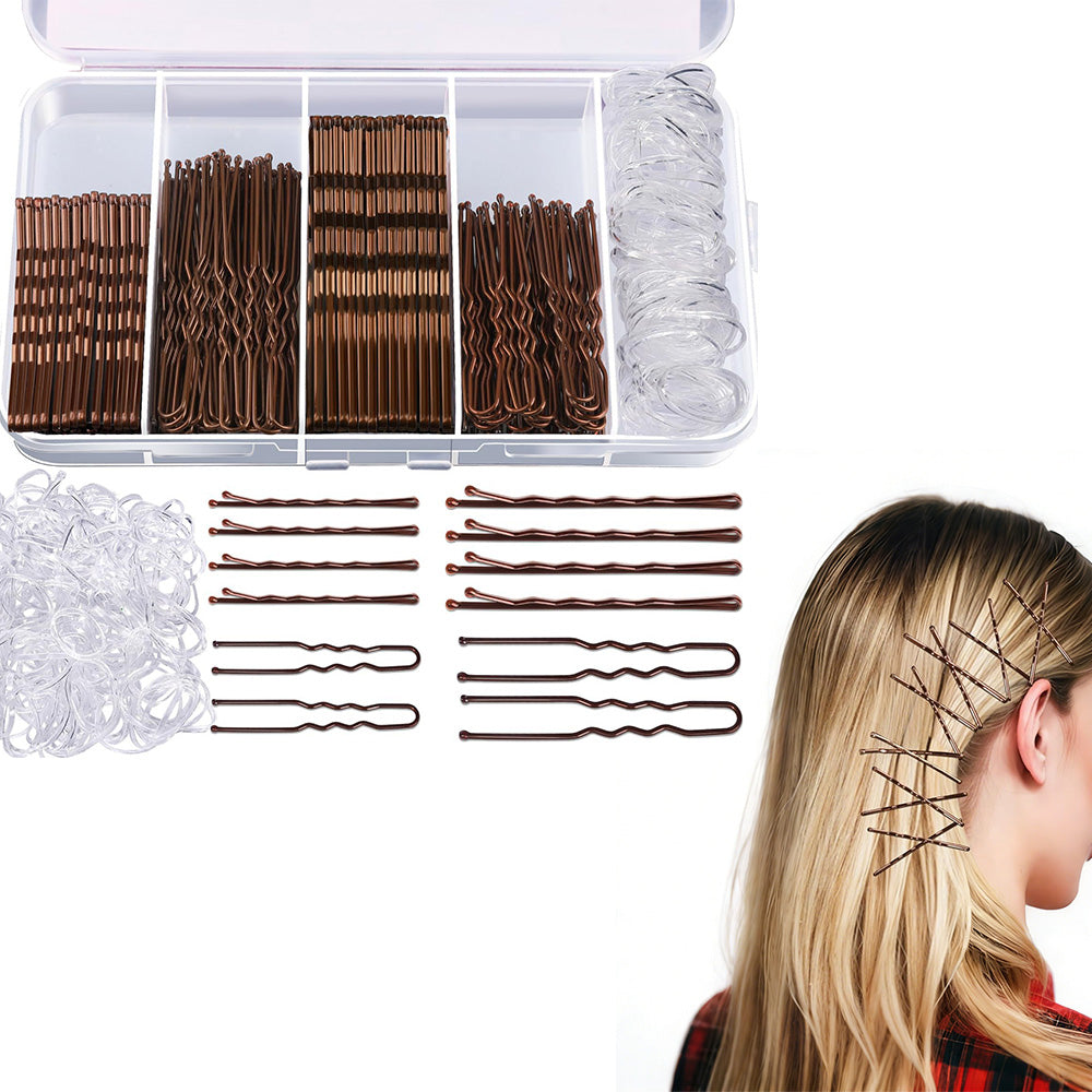 Hair Pins Set with Storage Box Bobby Pins & U Shaped Hair Clips Kit for Bun Updo Styling