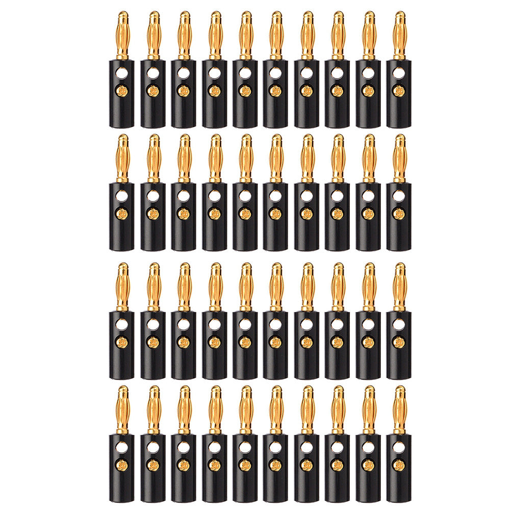 40 PCS Banana Plug Set 0.4cm Gold Plated Red and Black Speaker Connectors for Audio