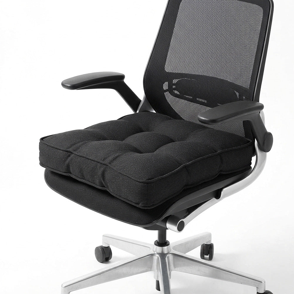 Thickened PP Cotton Padded Chair Seat Cushion with Rolled Edge-Black