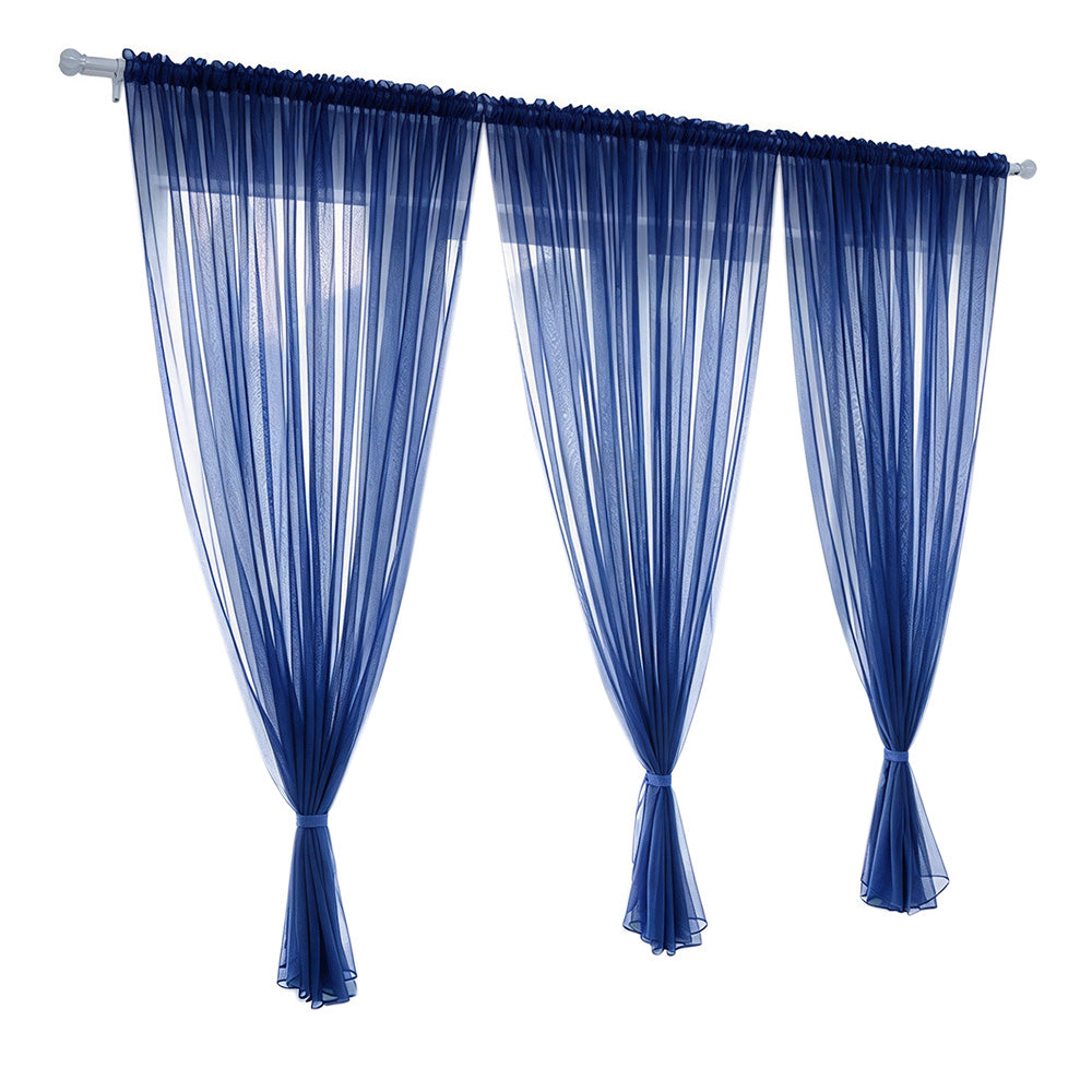 3 Piece Polyester Sheer Rod Pocket Curtains for Window Door Room Divider