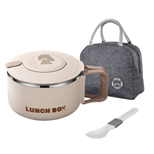 1200ML Large Ramen Bow with Lid Spoon Storage Bag Stainless Steel Food Container for Microwave