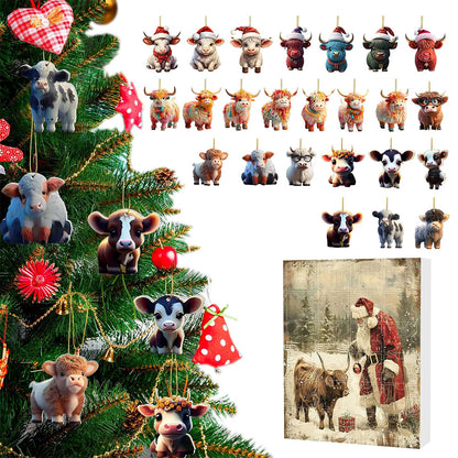 Christmas 24 Days Calendar Blind Box Collectible Christmas Funny Dog/Cow Set
