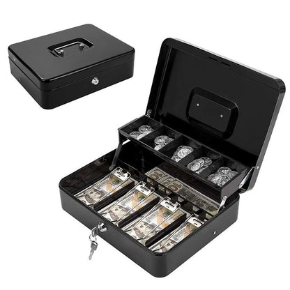 Locking Cash Box with Lock Money Box with Cash Tray