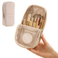 Portable PU Leather Standing Makeup Organizer Bag Makeup Brush Pouch