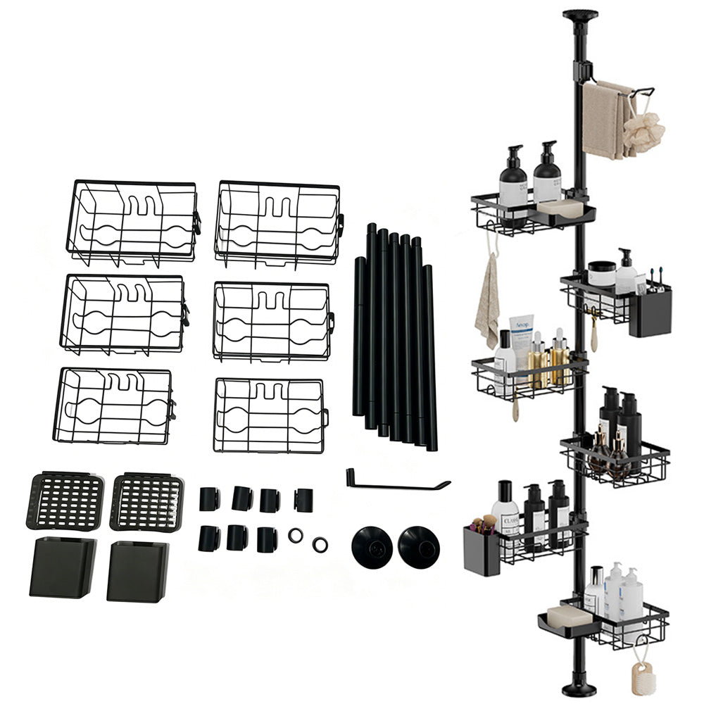 6 Tier Telescopic Shower Caddy Corner Carbon Steel Corner Shelf for Bathroom Kitchen