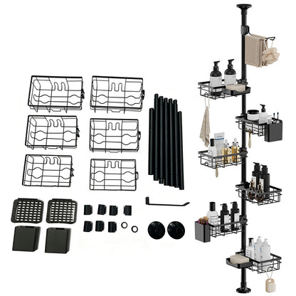 6 Tier Telescopic Shower Caddy Corner Carbon Steel Corner Shelf for Bathroom Kitchen