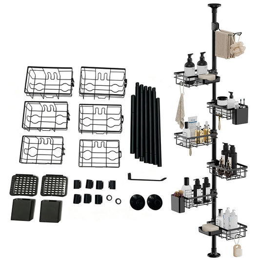 6 Tier Telescopic Shower Caddy Corner Carbon Steel Corner Shelf for Bathroom Kitchen