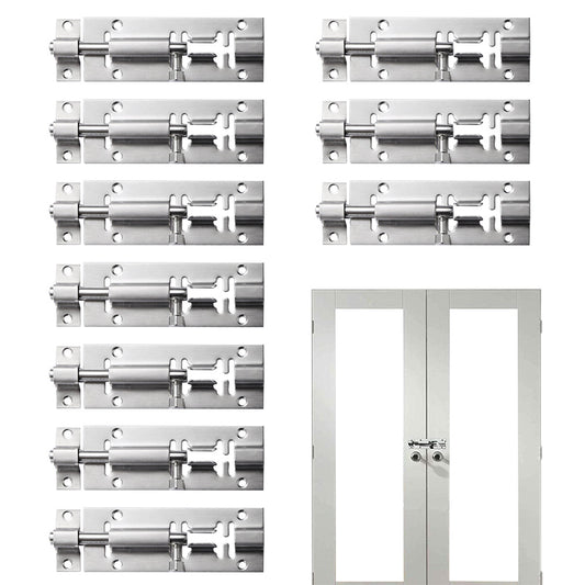 10Pcs Stainless Steel Sliding Door Bolts for Doors Windows and Cabinets