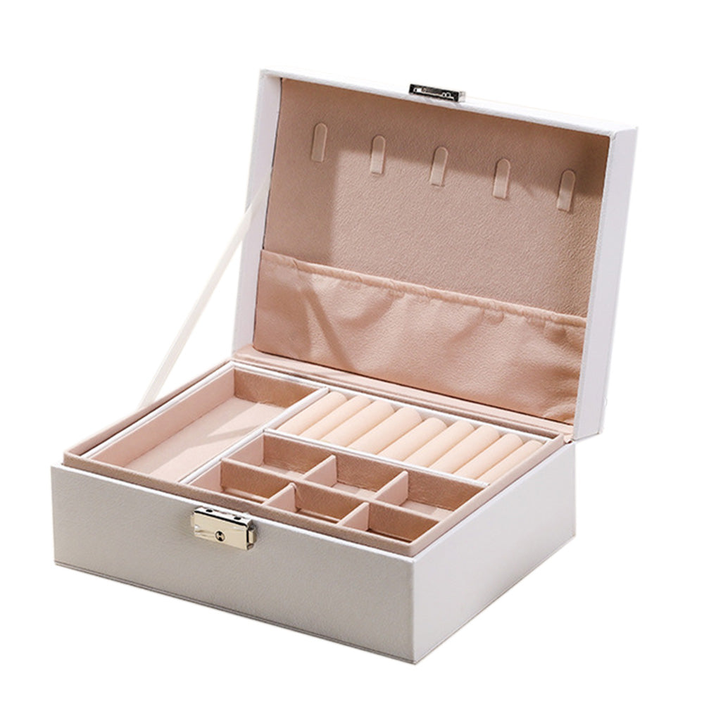 Jewellery Organiser Case Box Holder Storage Earring Ring Display with Lock and Key