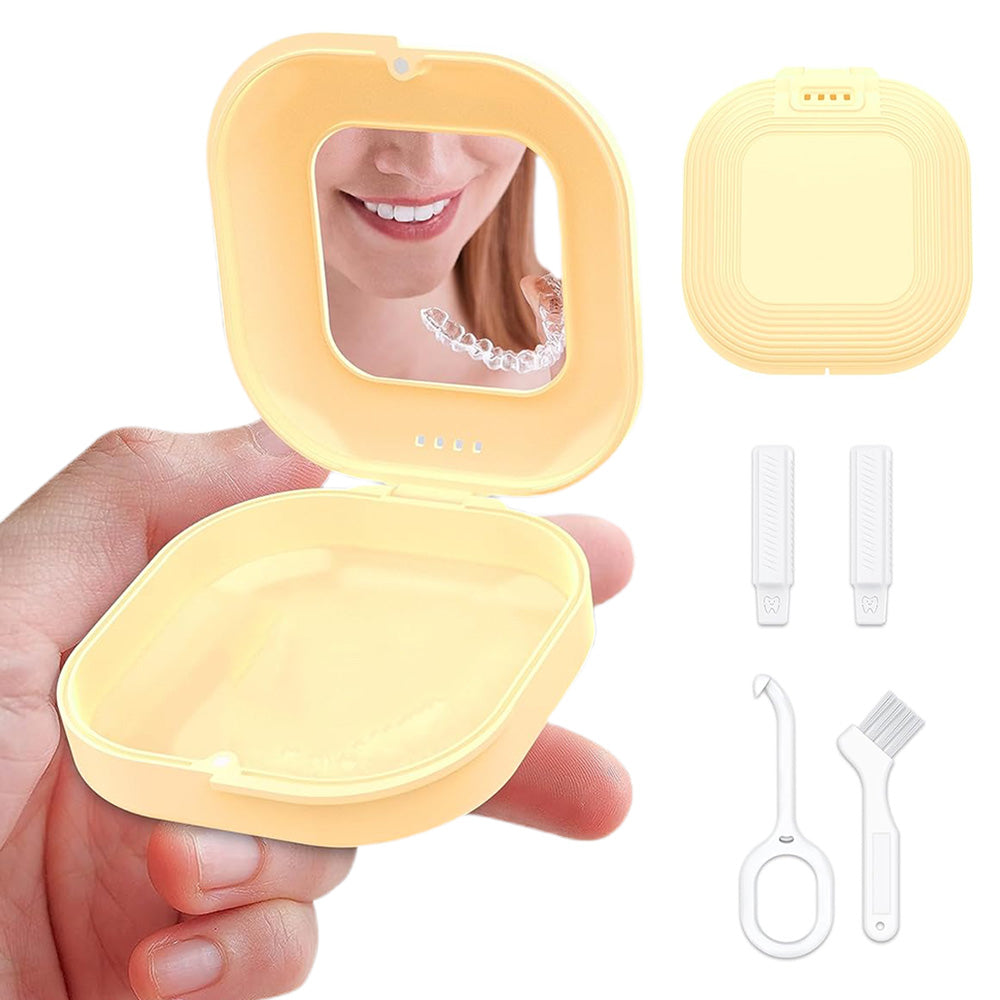 Retainer Case with Mirror and Retainer Removal Tool Mouth Guard Storage Box