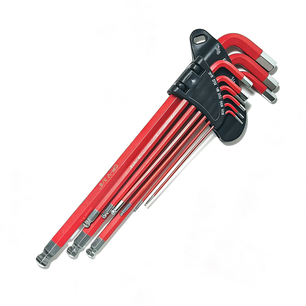 9Pcs Long Arm Ball End Hex Key Set with CRV Steel for Car and Motorcycle Repair