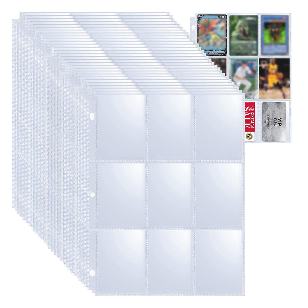 50 100Pcs 9 Grids Album Baseball Holder Sheets Double Side for Card Sleeves Photos
