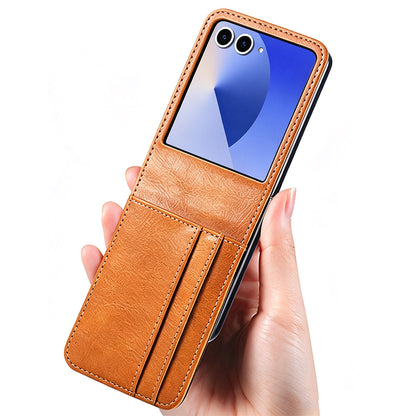 PU Wallet Card Holder Case for Samsung Galaxy Z Flip 6 7 8 with Stand-Brown