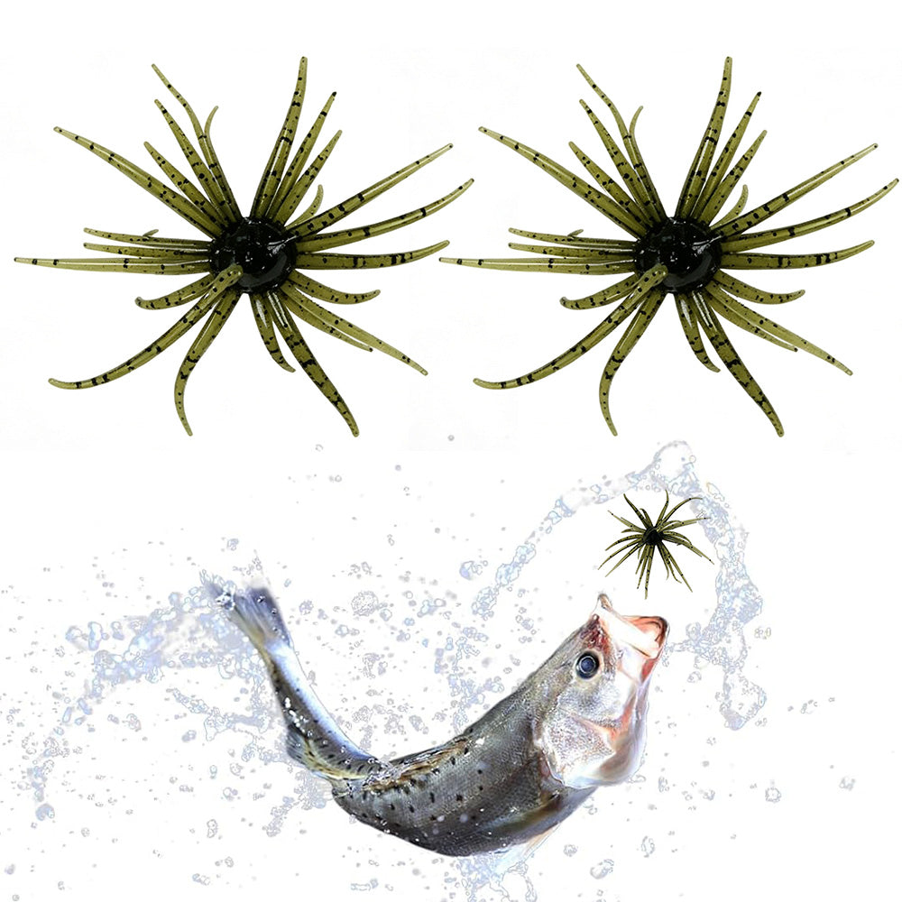 2 PCS Lifelike Floating Sea Urchin Soft Bait with Glitter Tentacle Creature Lure for Fishing