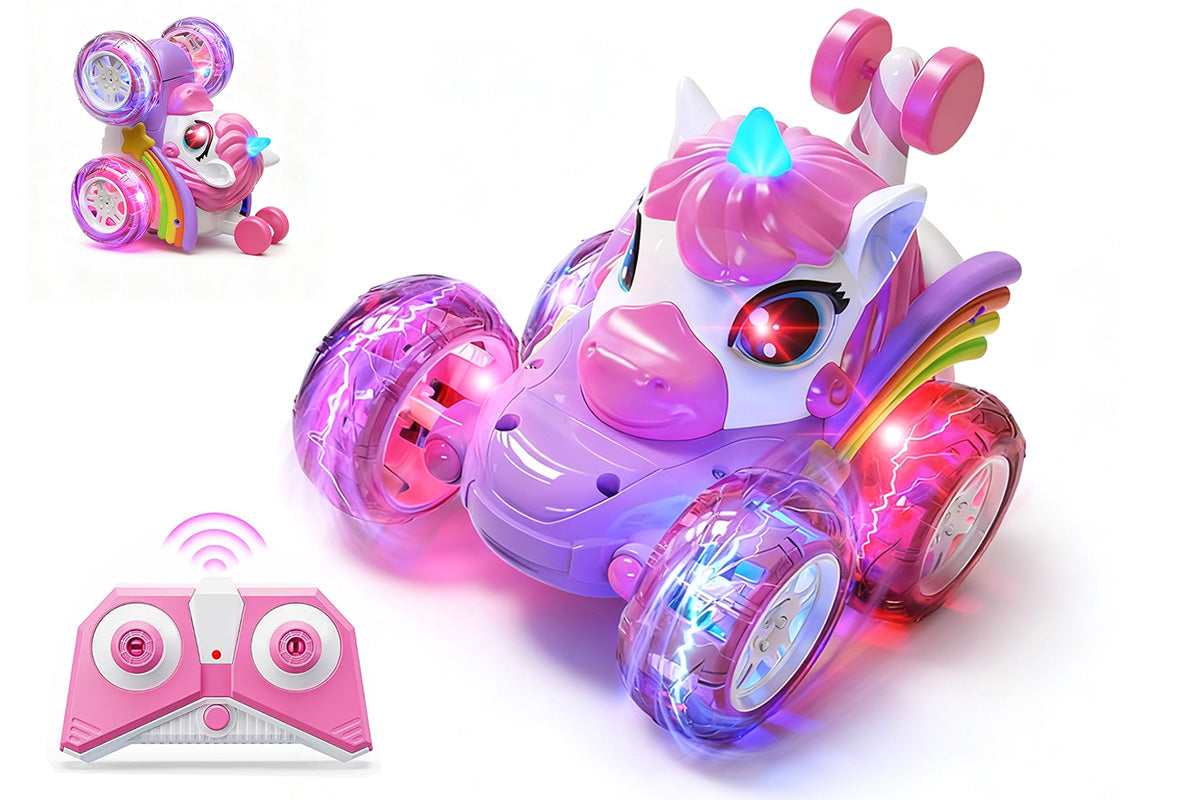 Remote Control Car 360-degree Rotating 4WD RC Stunt Twist Cars LED Lights