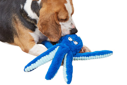 Interactive Plush Squeaky Dog Toy with Crinkle Tentacles for Medium & Large Dogs
