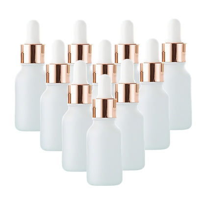 10 Pack Glass Dropper Bottles Rose Gold Caps for Essential Oils 15ml 30ml 50ml