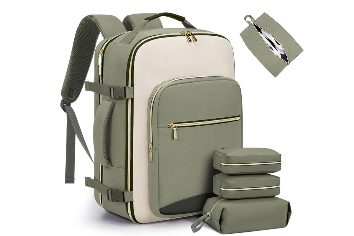 4-Piece Travel Backpack Set Weekender Essentials Backpack for Airplane Travel