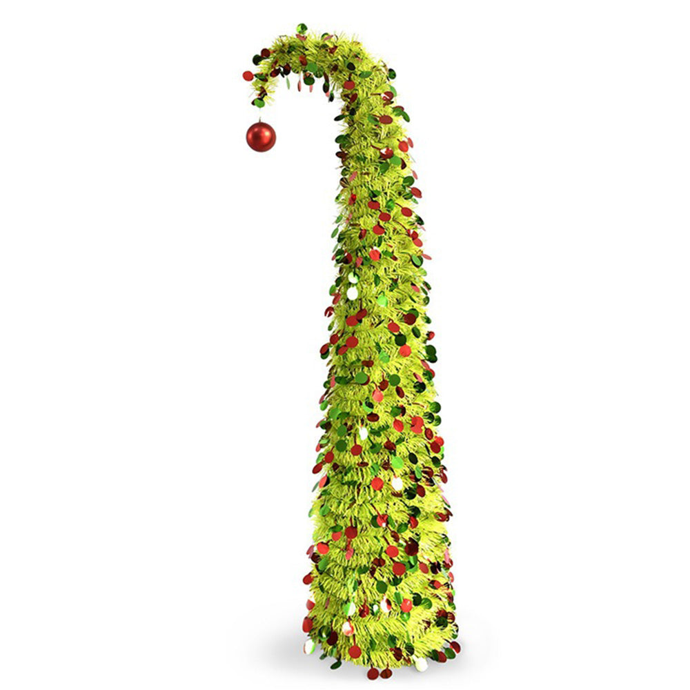 1.5m Tinsel Collapsible Crooked Christmas Tree Xmas Decoration