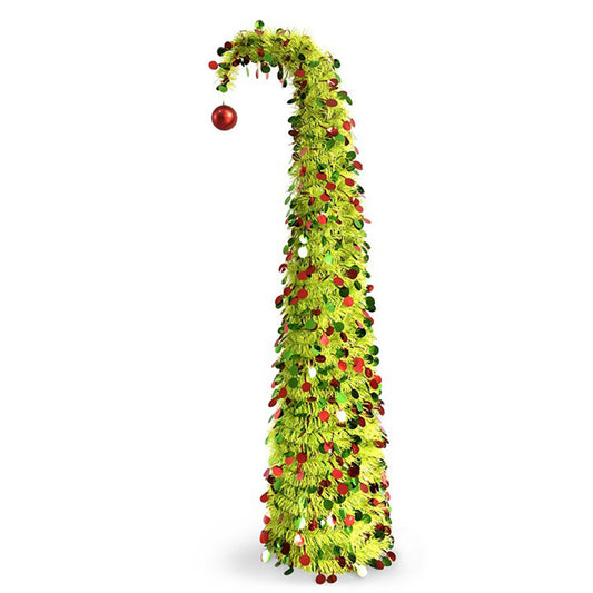 1.5m Tinsel Collapsible Crooked Christmas Tree Xmas Decoration