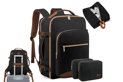 40L Travel Backpack for Men and Women Waterproof Carry On Bag with 3 Storage Pouches