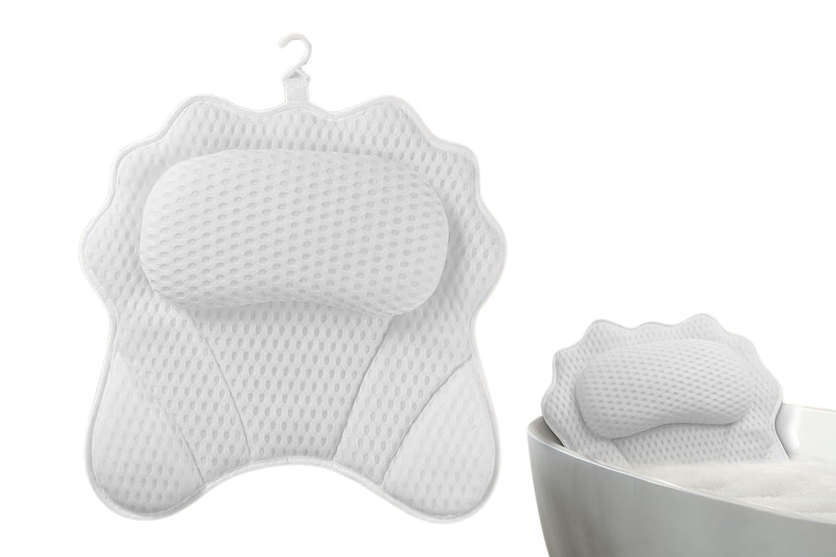 Bath Pillow with Headrest and 6 Suction Cups for Tub Support and Relaxation