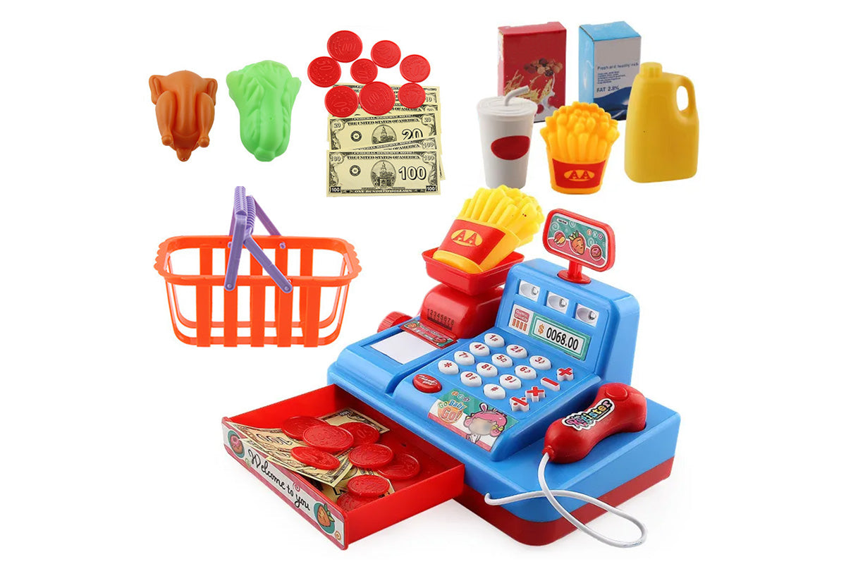 Cash Register Pretend Play Calculator Cash Register Toys with Scanner