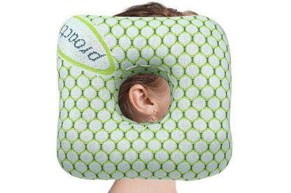 Square Ear Piercing Pillow for Side Sleepers with Central Ear Hole