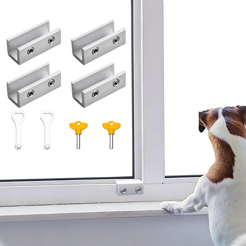 4 Pack Sliding Window Locks with Key for Vertical Horizontal Sliding Windows Doors