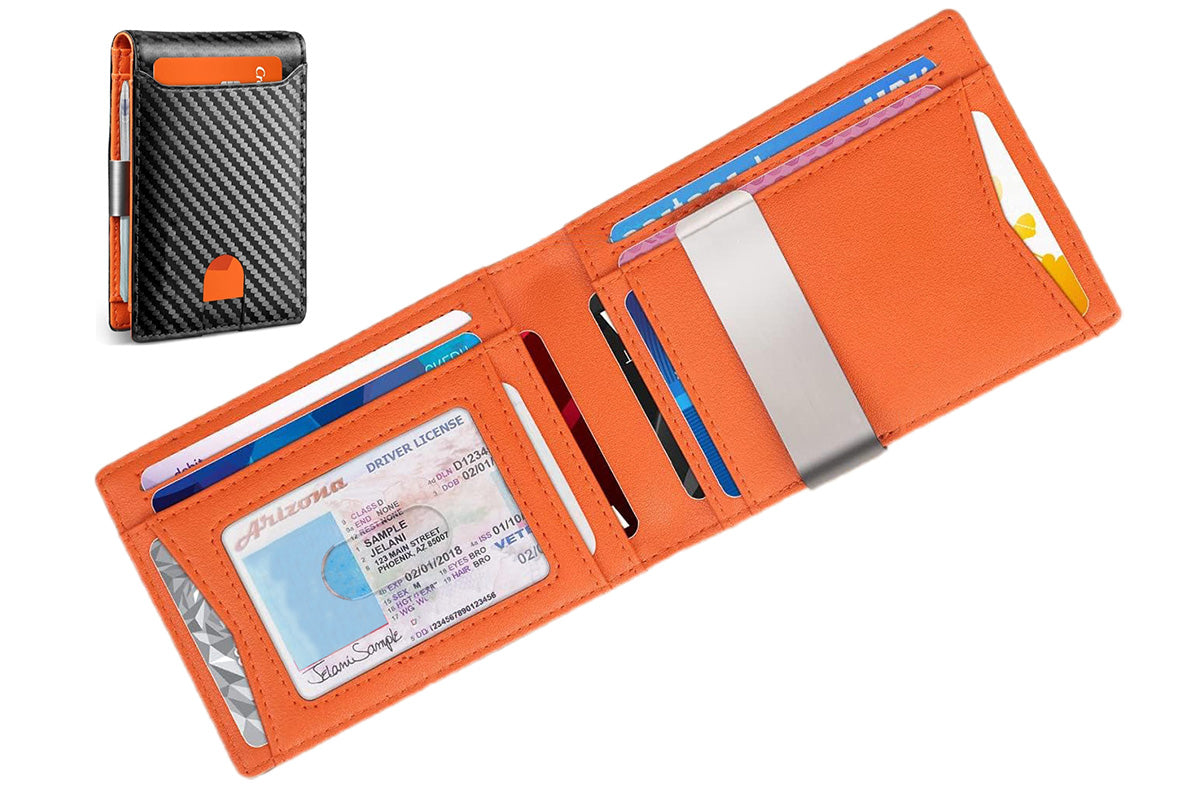 Mens Slim Wallet Leather Money Clip RFID Blocking Front Pocket Bifold Thin Card Holder