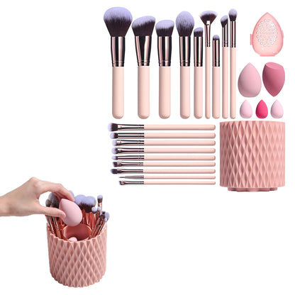18Pcs Makeup Brushes Set with Makeup Sponges and Storage Bucket