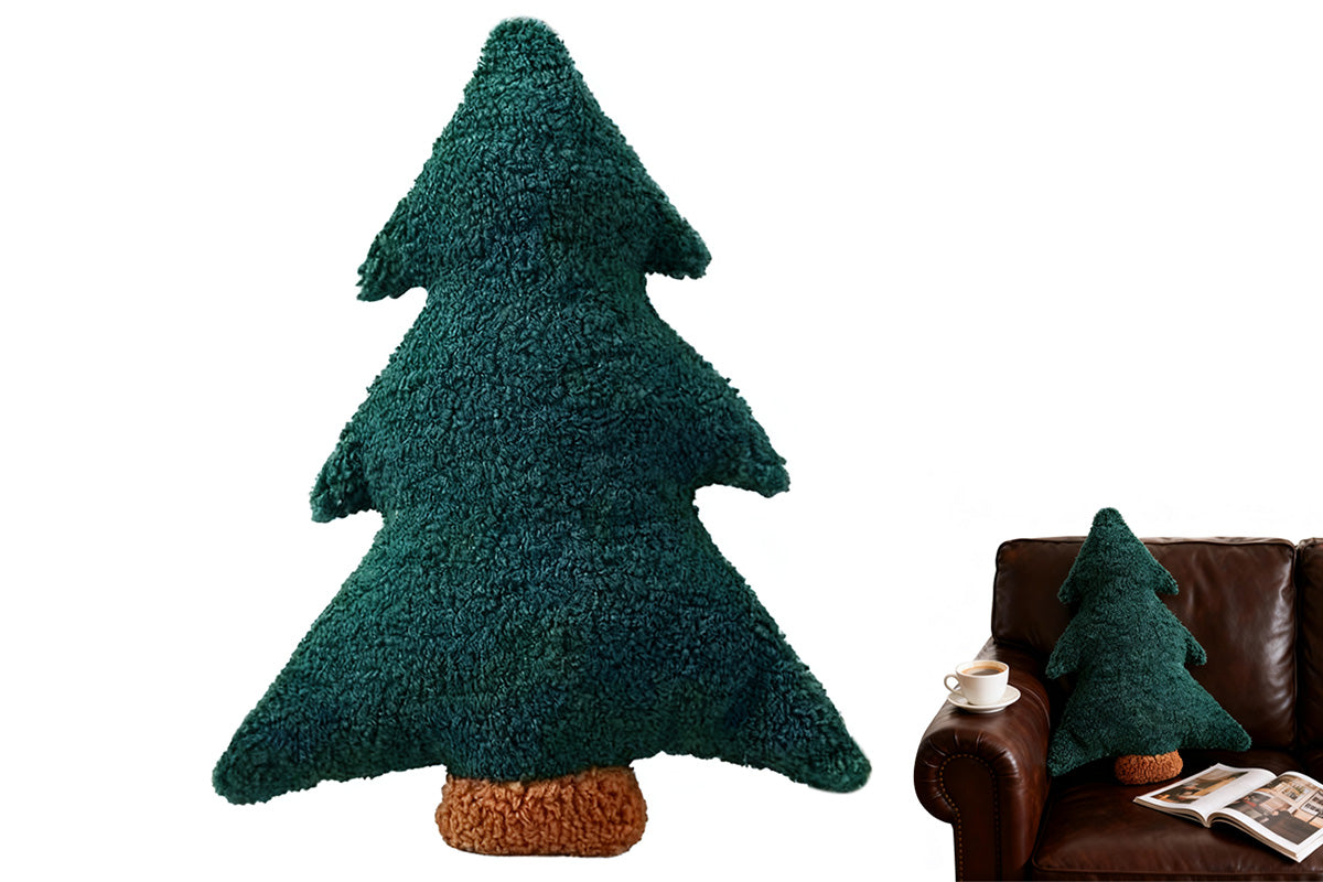Christmas Tree Shaped Plush Pillow Soft Decorative Cushion for Holiday Home Decoration