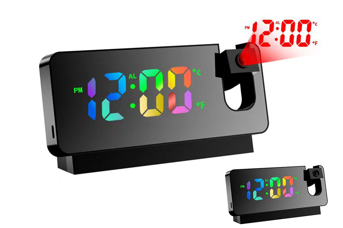 LED Digital Smart Alarm Clock with Projection Temperature Time LCD Display