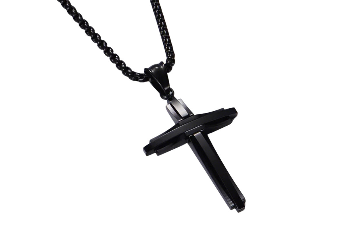Crucifix Pendant Necklace Titanium Steel Unisex Chain