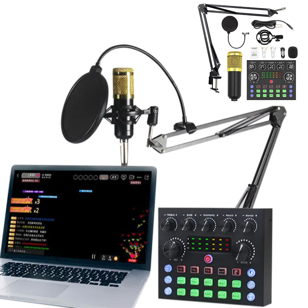 Recording Condenser Microphone Kit with Sound Card for Streaming YouTube TikTok