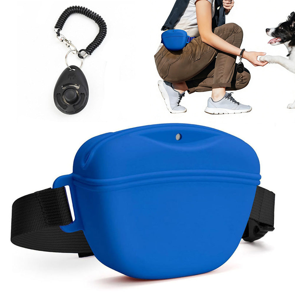 Dog Treat Pouch With Training Clicker Pet Silicone Training Treat Bag Pouch