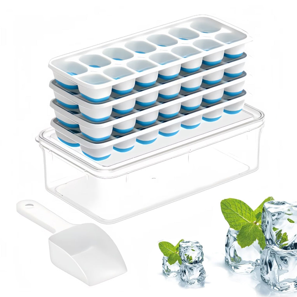 Large Capacity Ice Cube Tray Set with Storage Container and Scoop