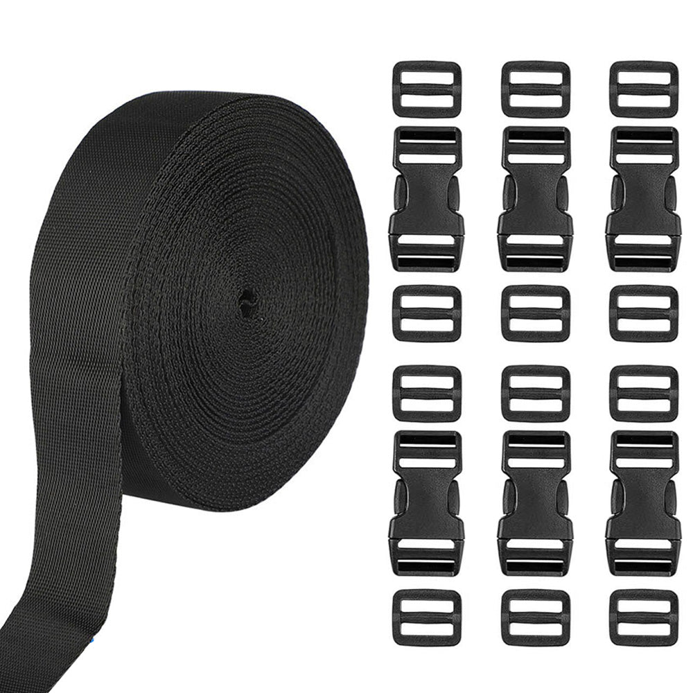 Buckle and Strap Kit Nylon Strap with Triglide Clips for Backpack Dog Collar