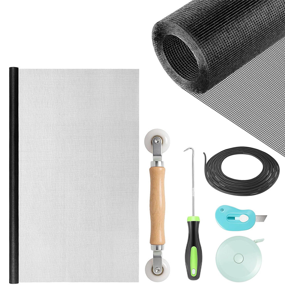 DIY Window Screen Repair Kit Fiberglass Mesh with Tools for Doors Patio Porch
