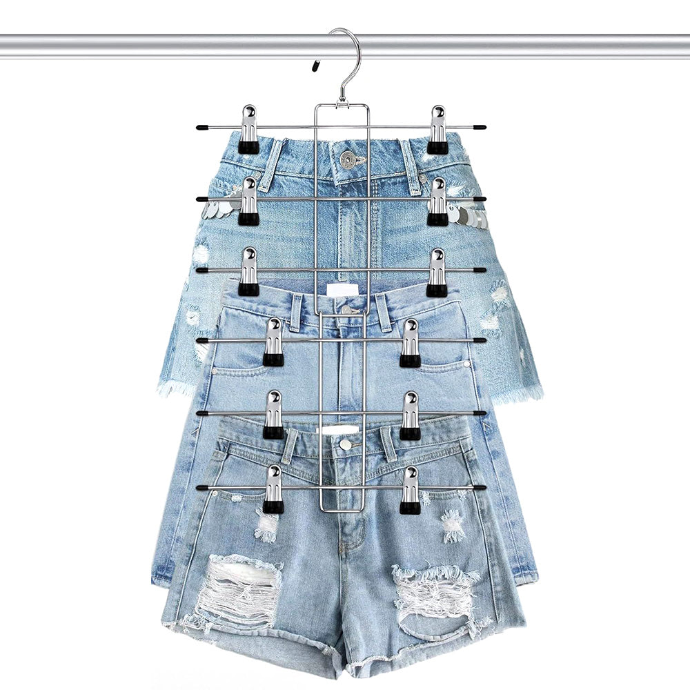 Space Saving Hanging Pants Organizer with 12 Clips and 360 Degrees Swivel Hook