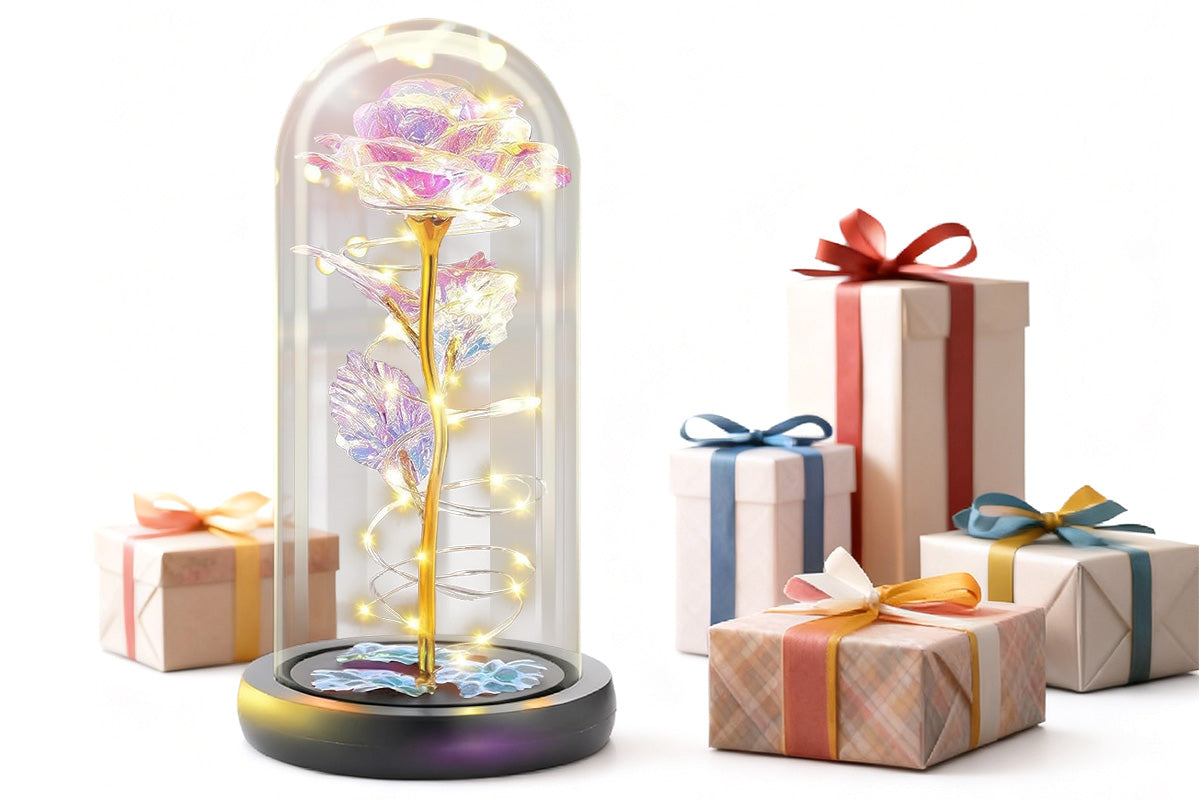 Eternal Rose Night Light in Glass Dome with LED