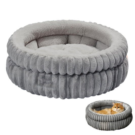 Donut Plush Pet Dog Cat Bed Fluffy Soft Warm Nest for Indoor Cats Small Dogs