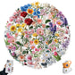 50 Pcs Floral Transparent PET Stickers DIY Decals for Phone Case Cup Laptop
