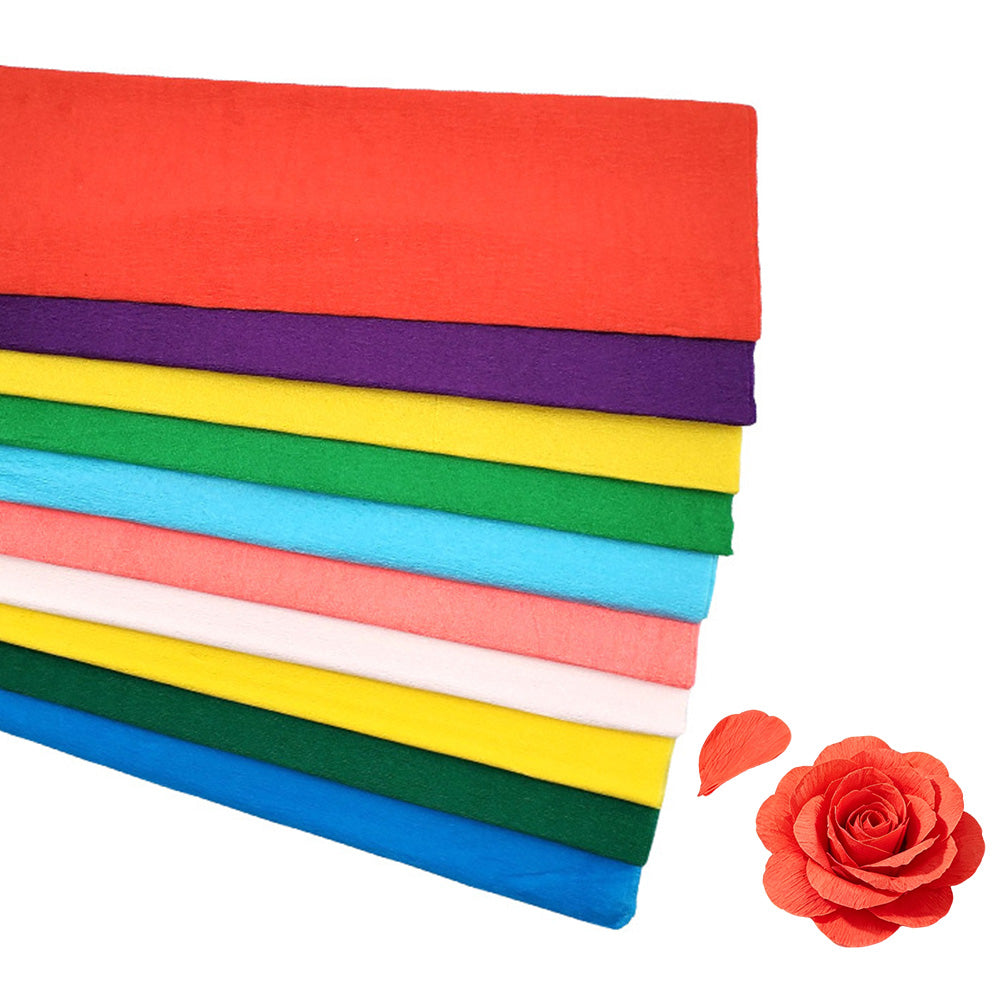 10 Crepe Paper Sheets 50x100cm for Gift Wrapping and Flower Crafts