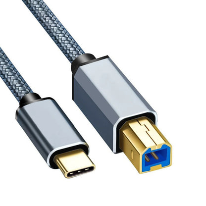 USB 2.0 Printer Cable Type C to USB 2.0 and USB to USB 2.0 1.5m Braided Cord for Scanner