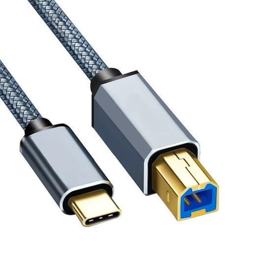 USB 2.0 Printer Cable Type C to USB 2.0 and USB to USB 2.0 1.5m Braided Cord for Scanner